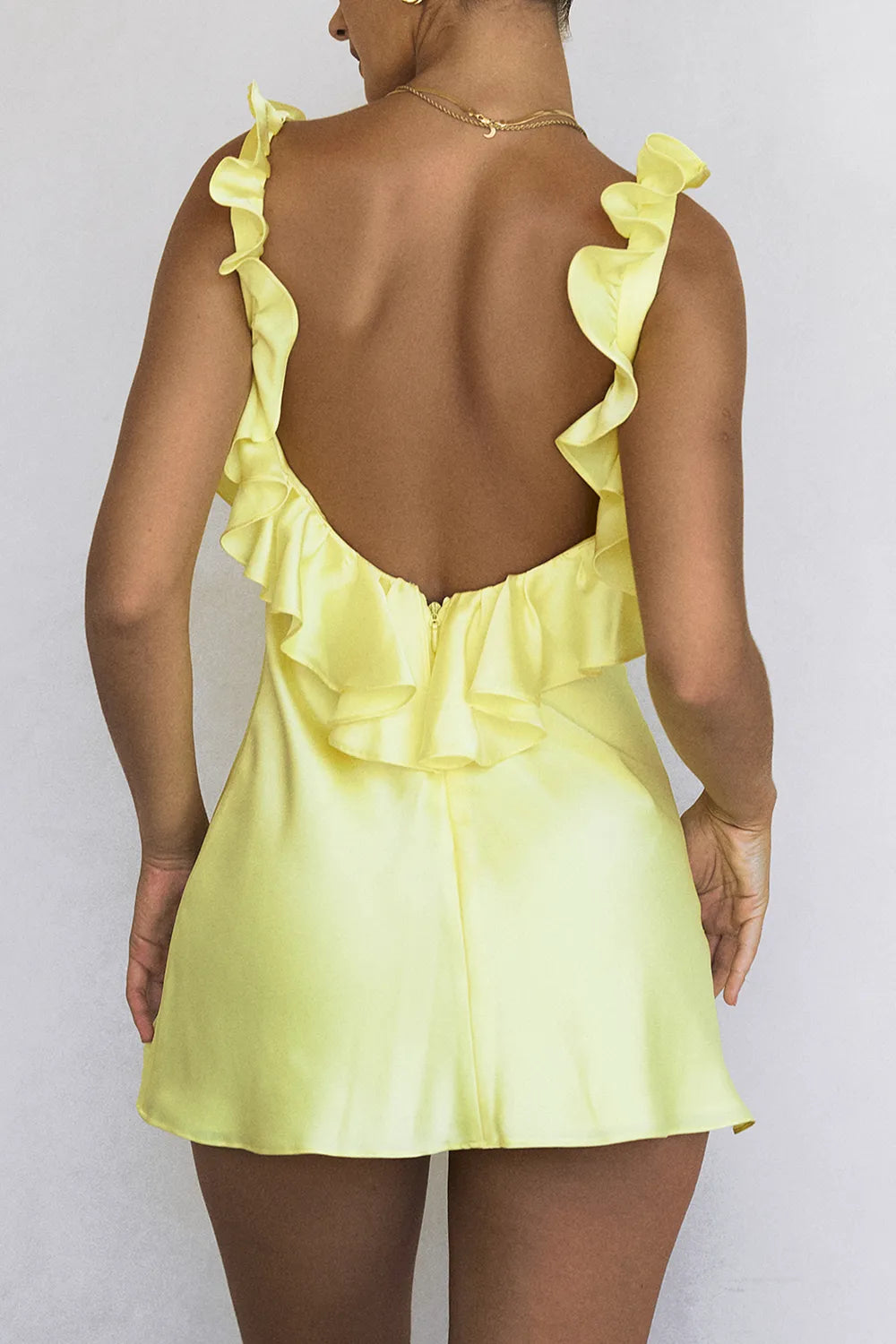 Tink Buttercup Satin Ruffle Mini Dress