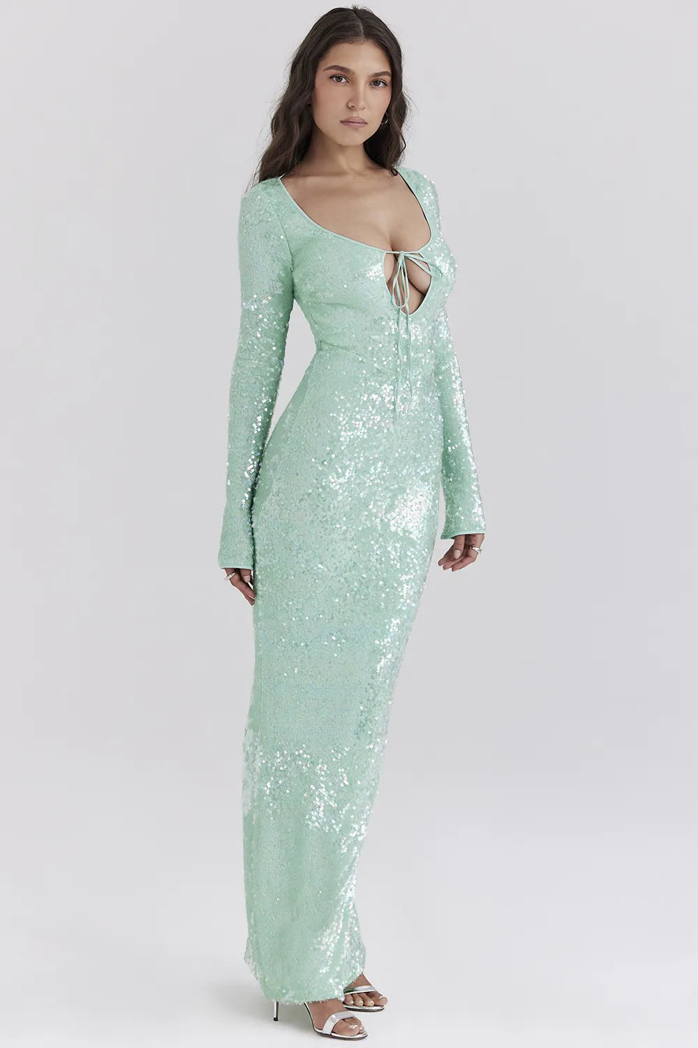 Titania Seafoam Sequin Maxi Gown