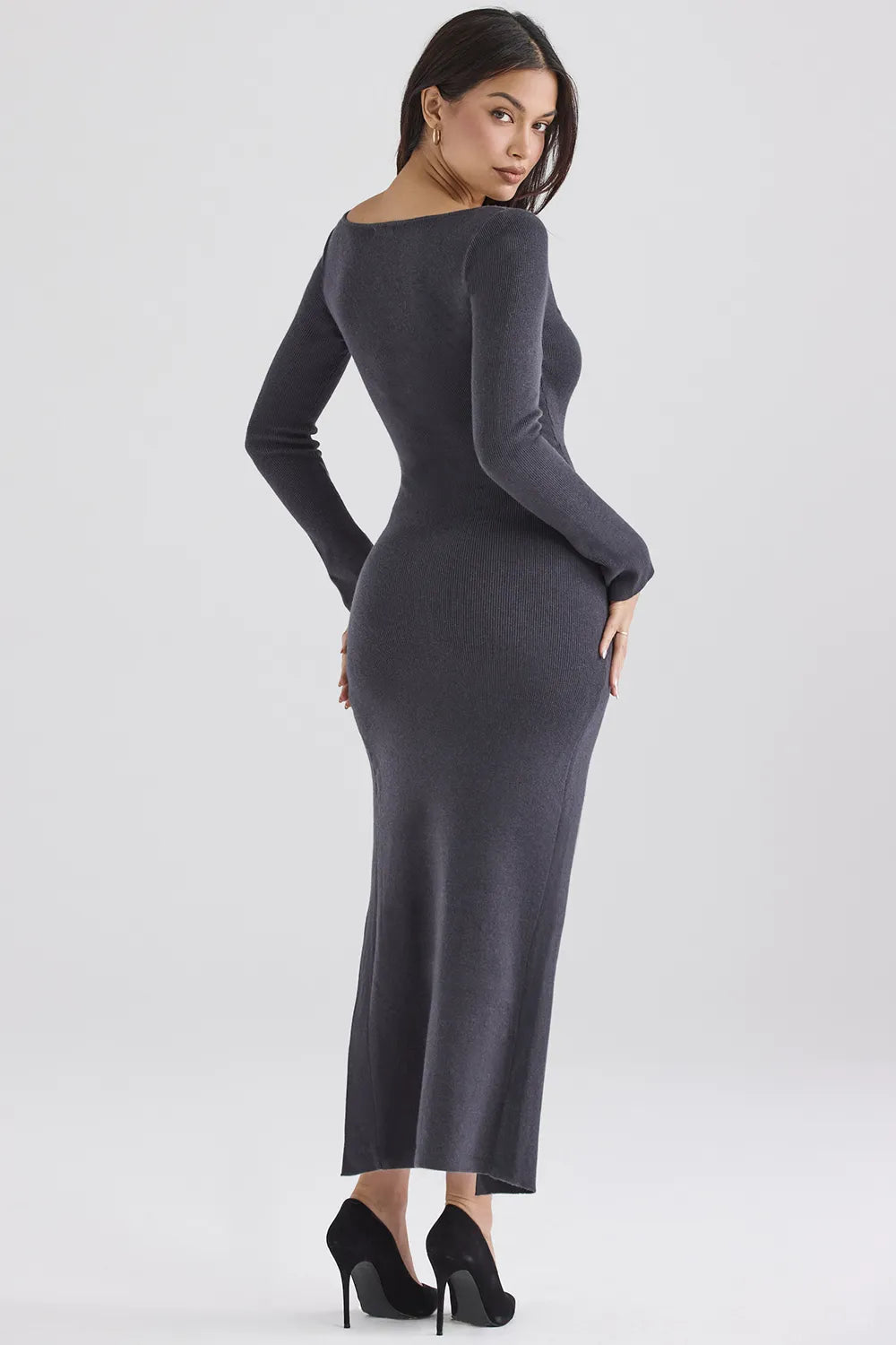 Tolani Charcoal Cashmere Knit Maxi Dress