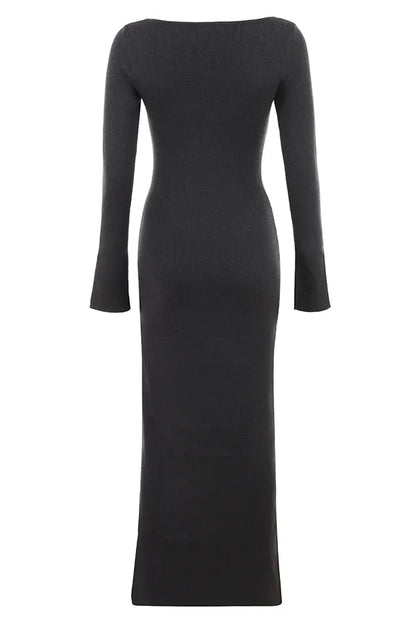 Tolani Charcoal Cashmere Knit Maxi Dress