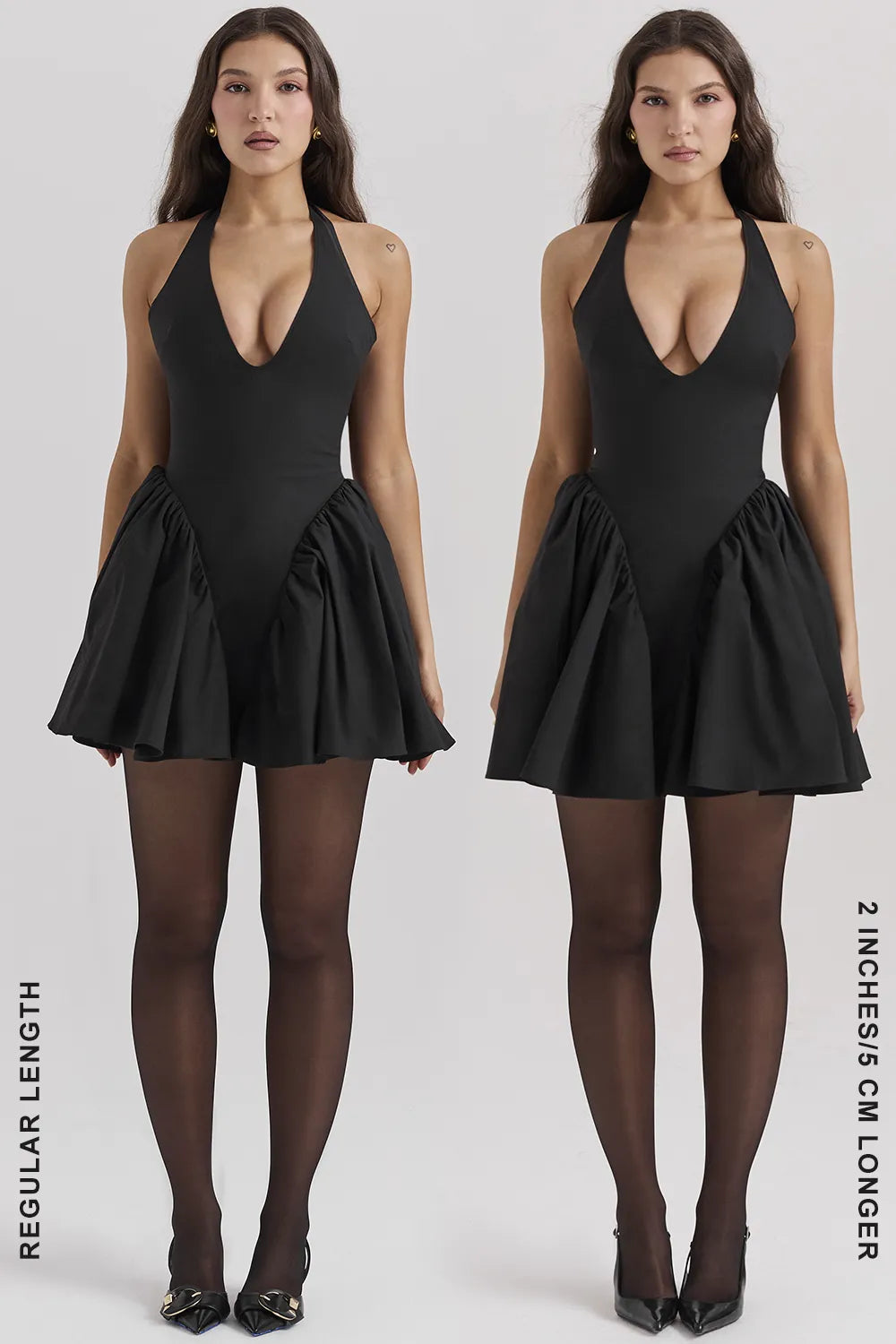 Valentia Black Halter Mini Dress