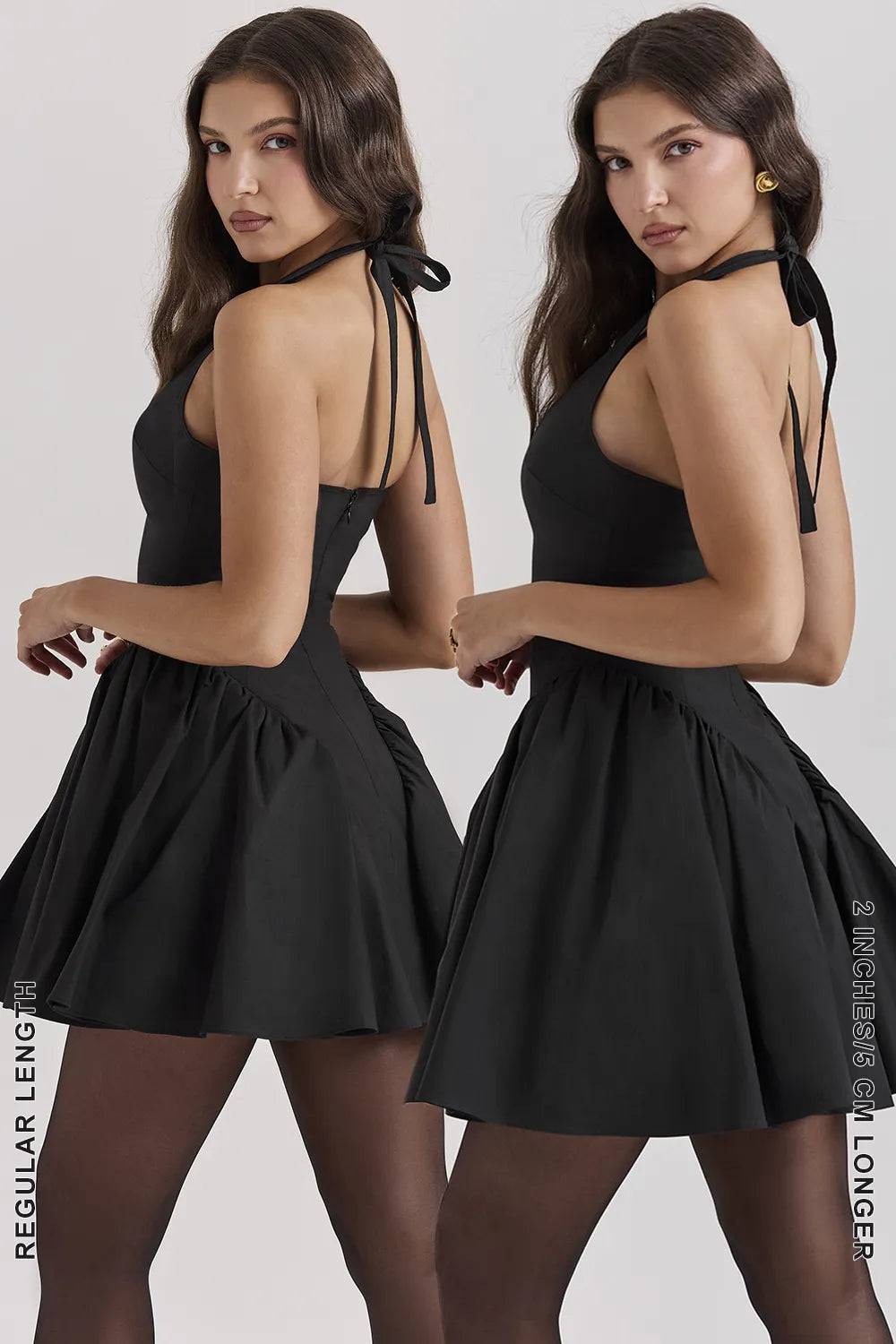 Valentia Black Halter Mini Dress