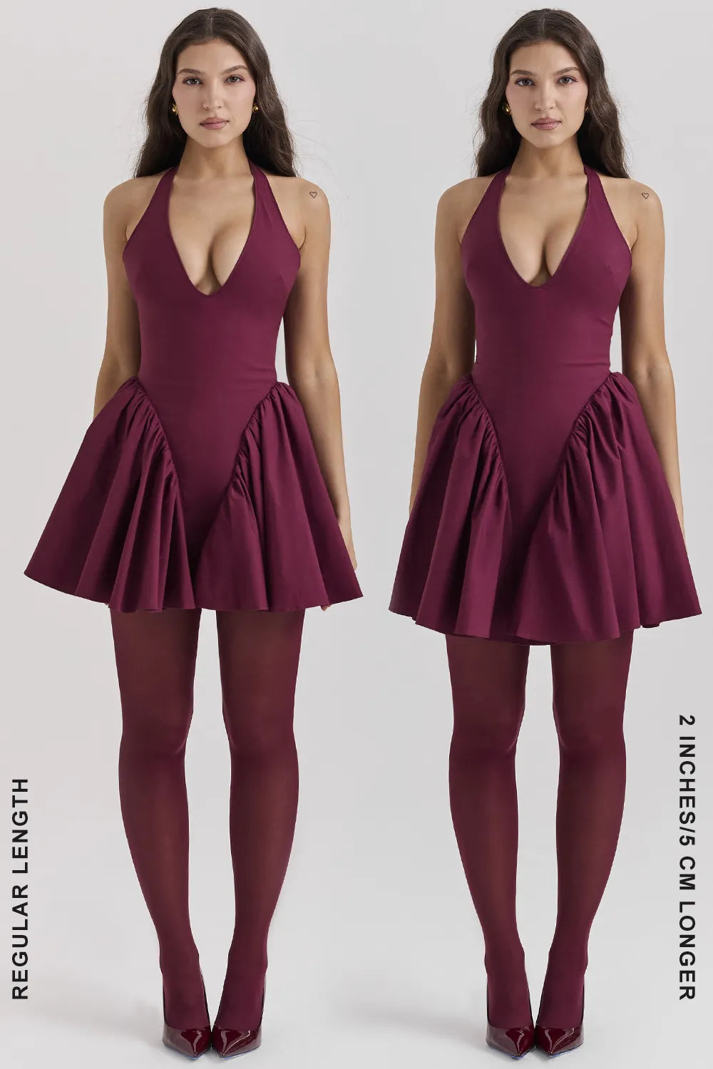 Valentia Wine Halter Mini Dress