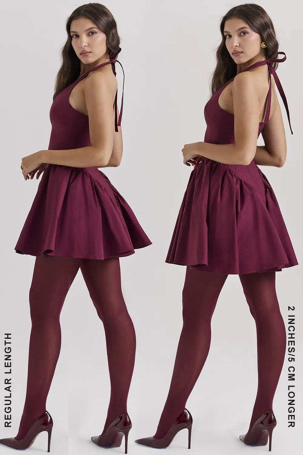 Valentia Wine Halter Mini Dress