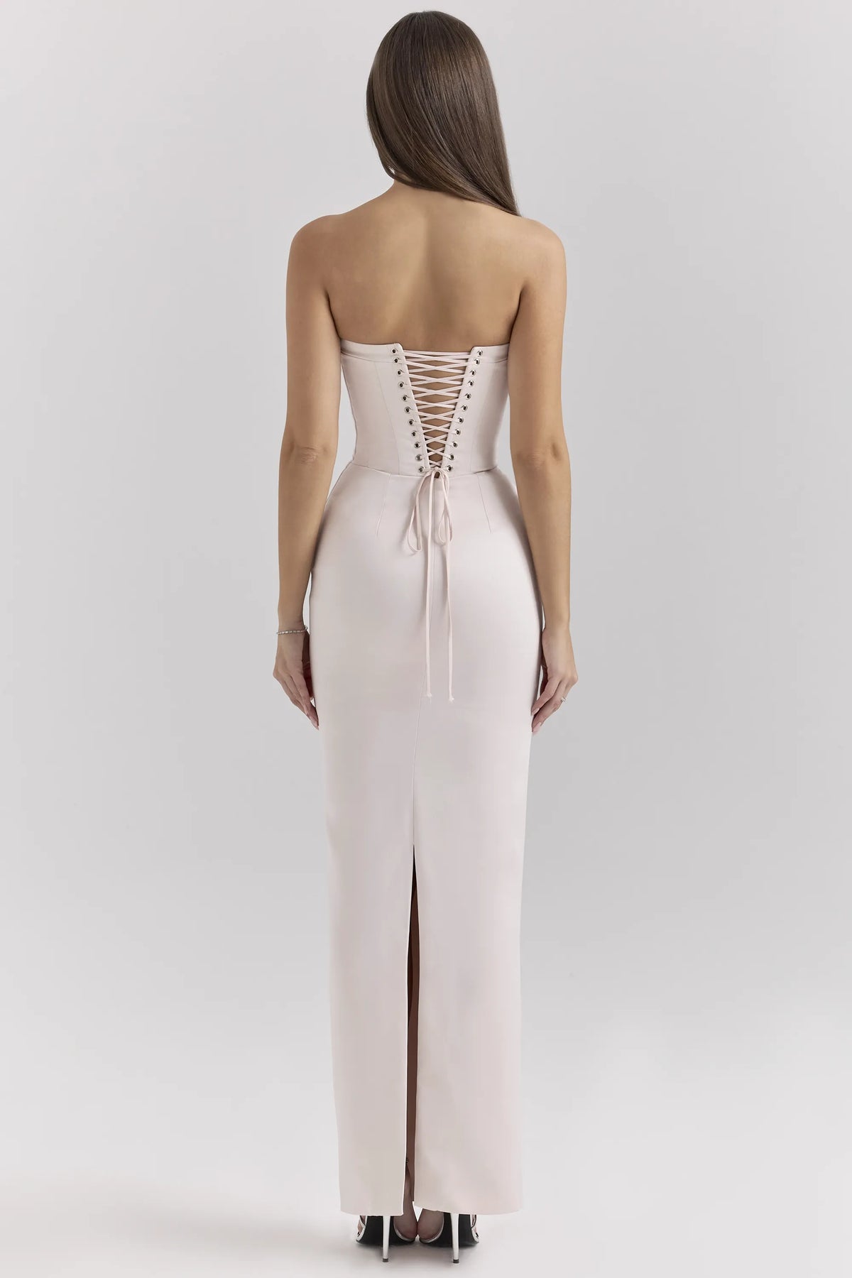 Valeria Blush Satin Midi Dress