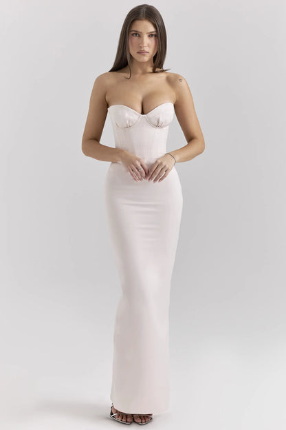 Valeria Blush Satin Midi Dress