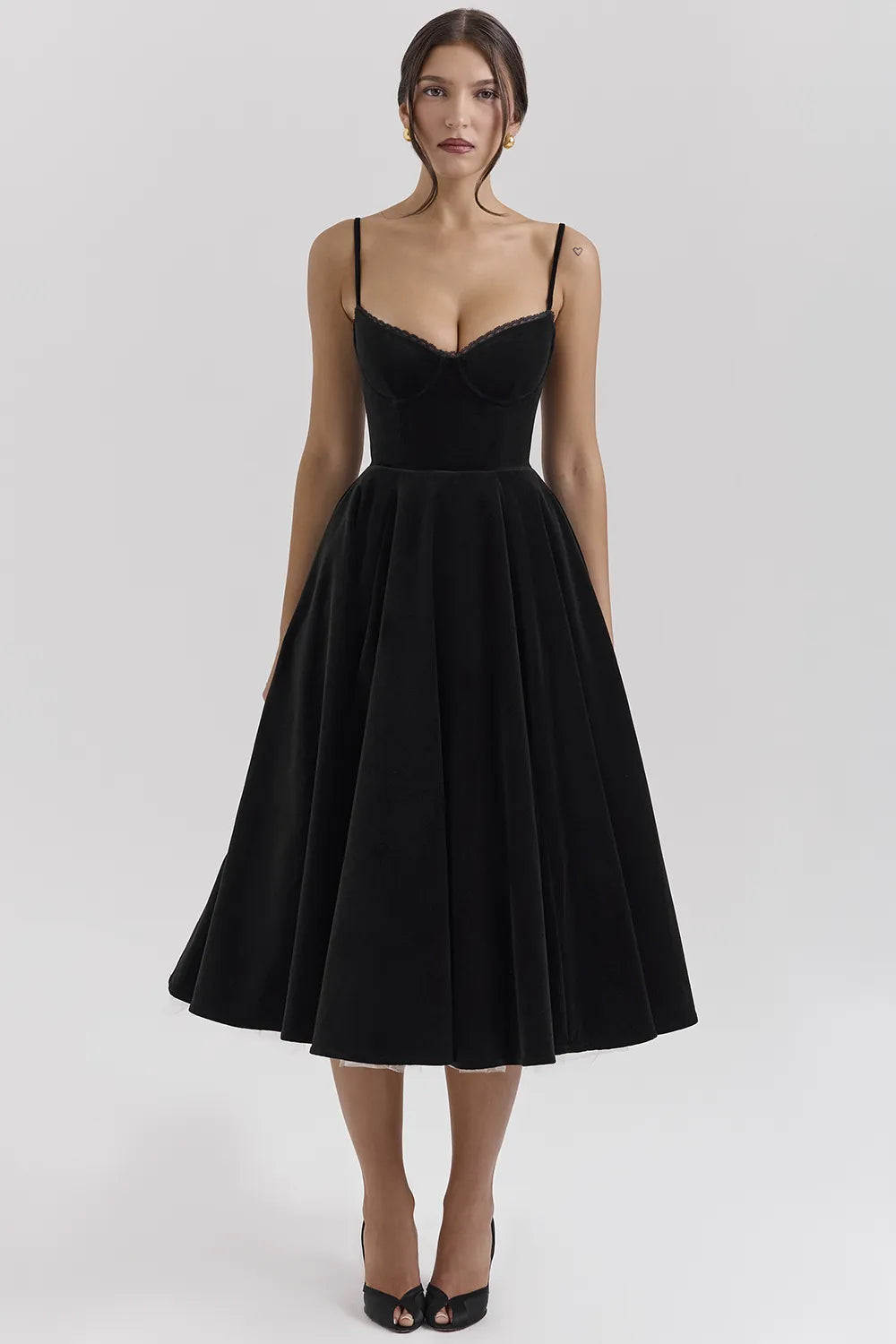 Mademoiselle Black Velvet Tulle Midi Dress + Bolero