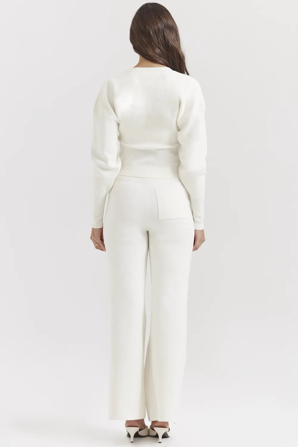Vanna Off White Cotton Knitted Trousers