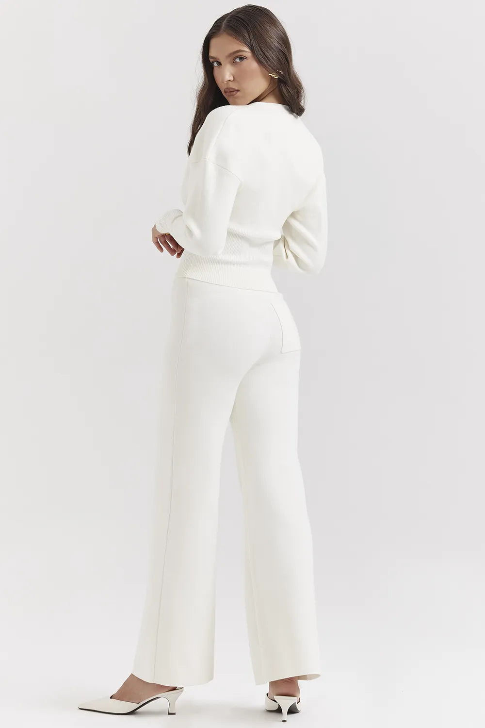 Vanna Off White Cotton Knitted Trousers