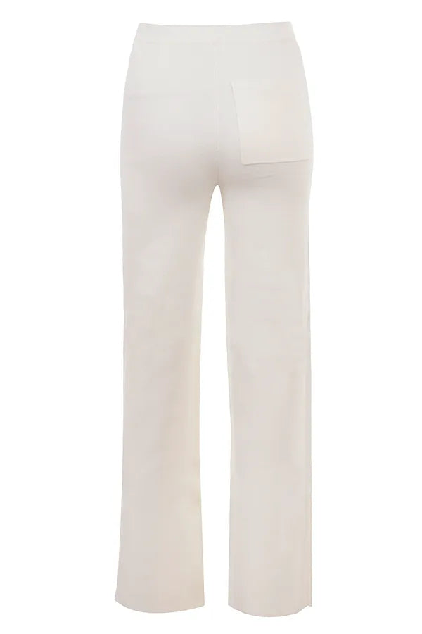 Vanna Off White Cotton Knitted Trousers