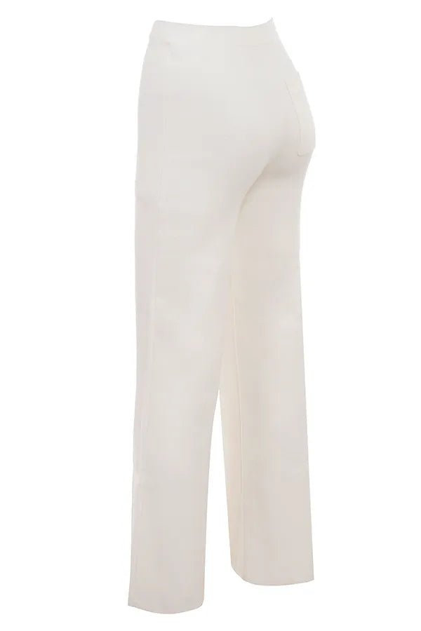 Vanna Off White Cotton Knitted Trousers