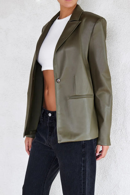 Mistress Rocks Avocado Tailored Vegan Leather Blazer - SALE