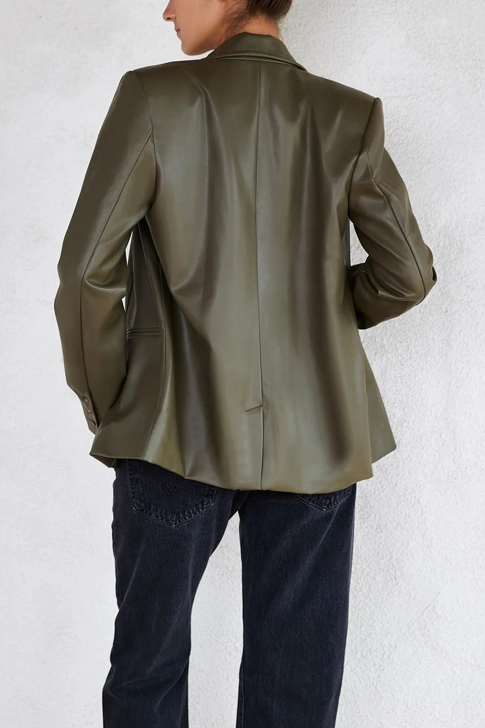 Mistress Rocks Avocado Tailored Vegan Leather Blazer - SALE