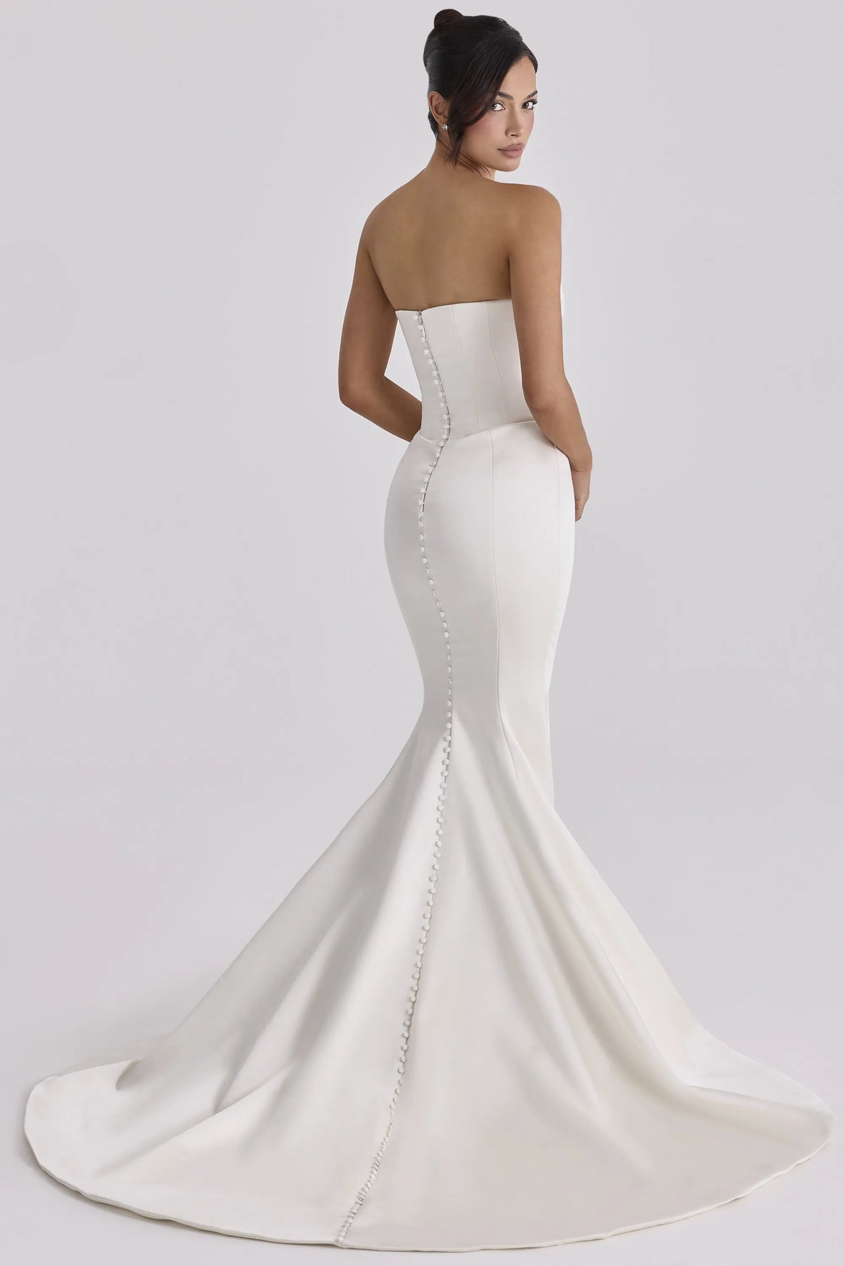 Veronique Ivory Satin Strapless Bridal Gown
