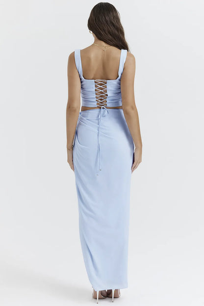 Vesper Soft Blue Maxi Skirt