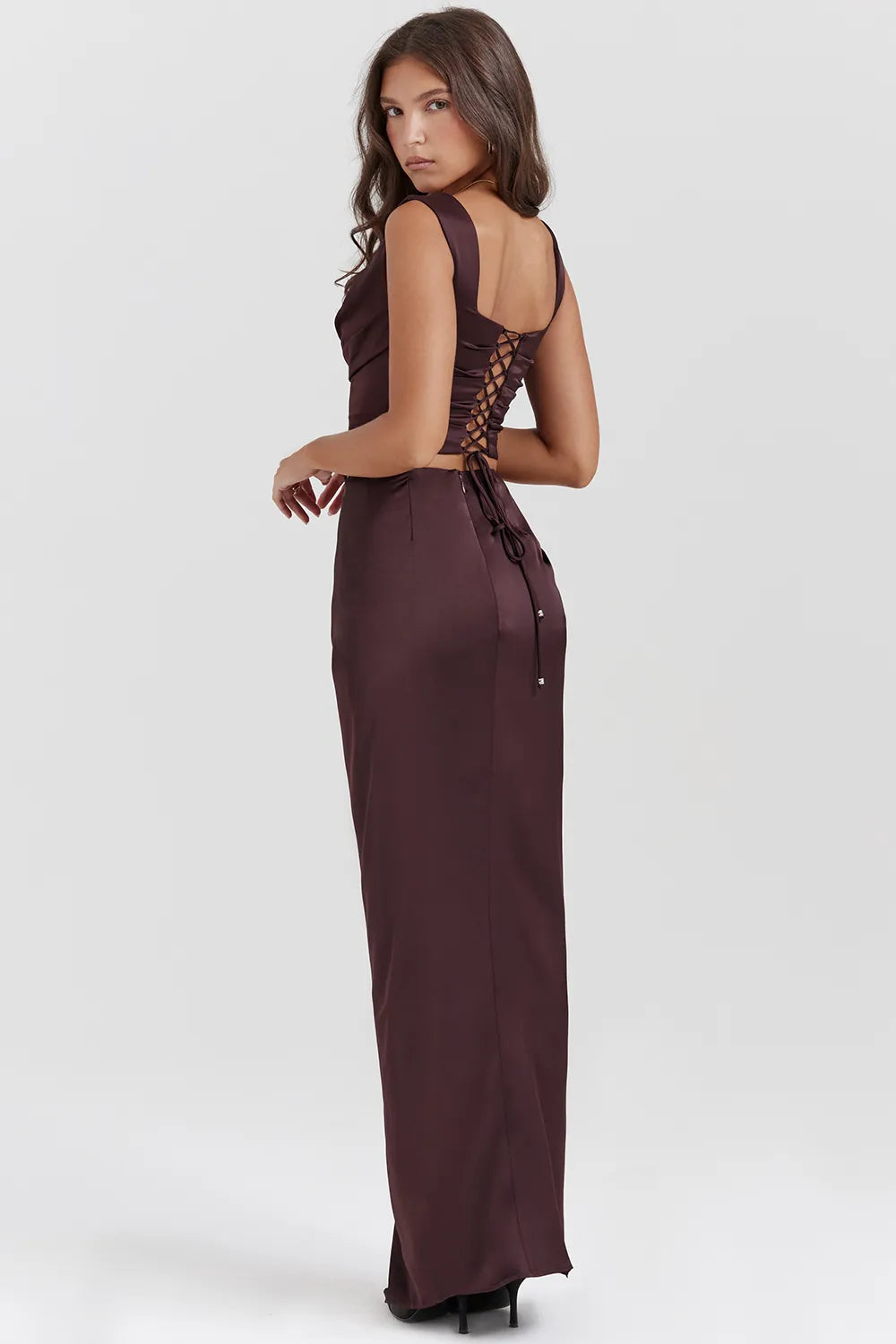 Vesper Rich Brown Maxi Skirt
