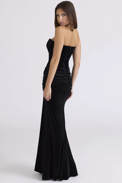 Vienne Black Velvet Deep Plunge Maxi Gown - Limited Edition