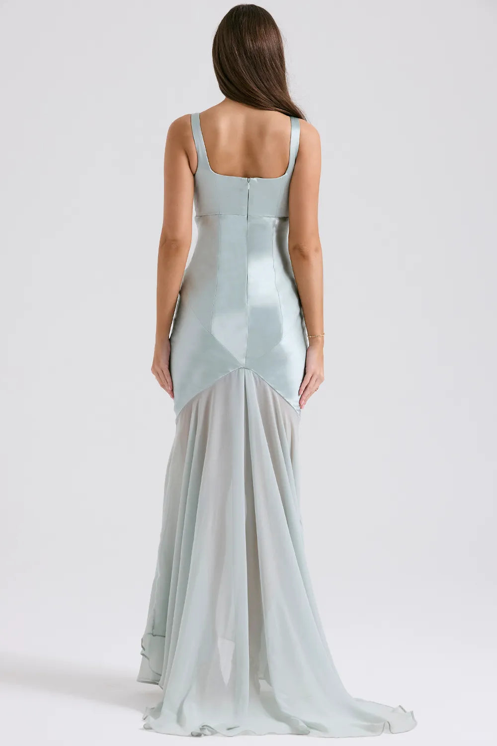 Vittoria Pistachio Chiffon Floor Length Gown