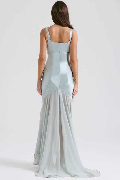 Vittoria Pistachio Chiffon Floor Length Gown