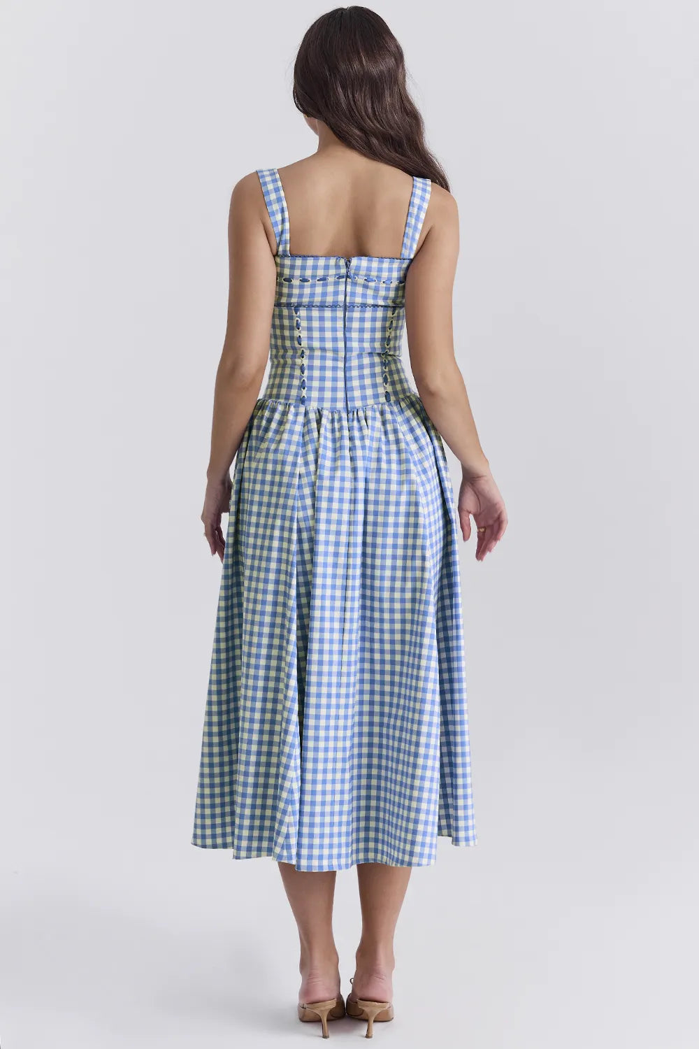 Vivien Regatta Blue Gingham Midi Sundress