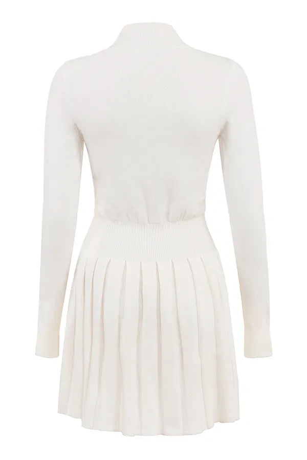 Willow White Cashmere Blend Pleated Skated Mini Dress