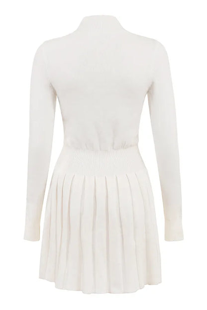 Willow White Cashmere Blend Pleated Skated Mini Dress