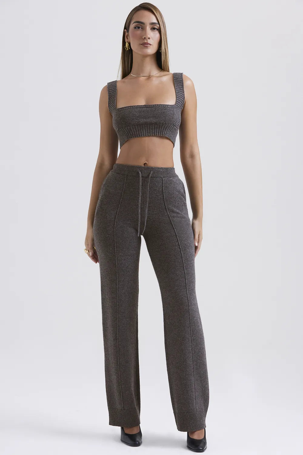 Yalina Charcoal Cashmere Blend Trousers