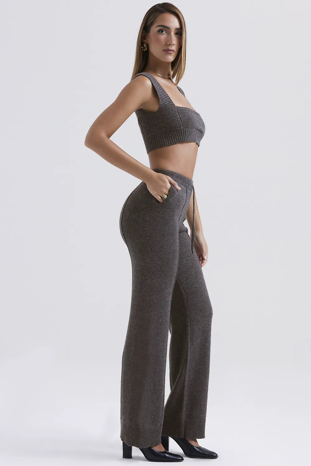 Yalina Charcoal Cashmere Blend Trousers