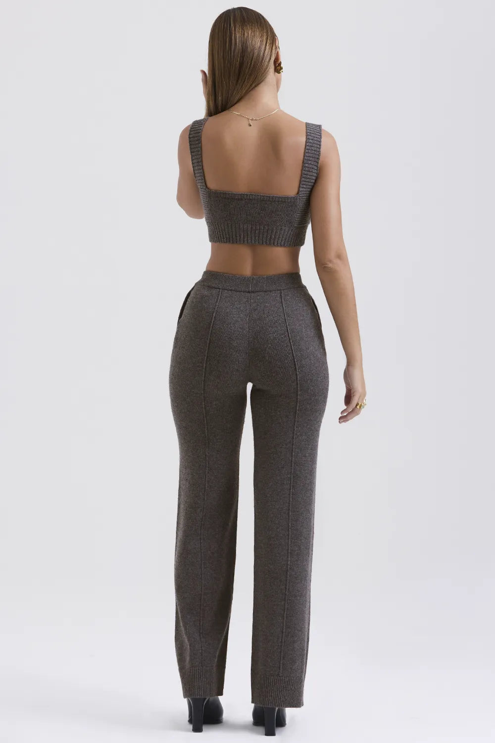 Yalina Charcoal Cashmere Blend Trousers
