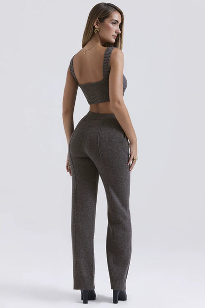 Yalina Charcoal Cashmere Blend Trousers