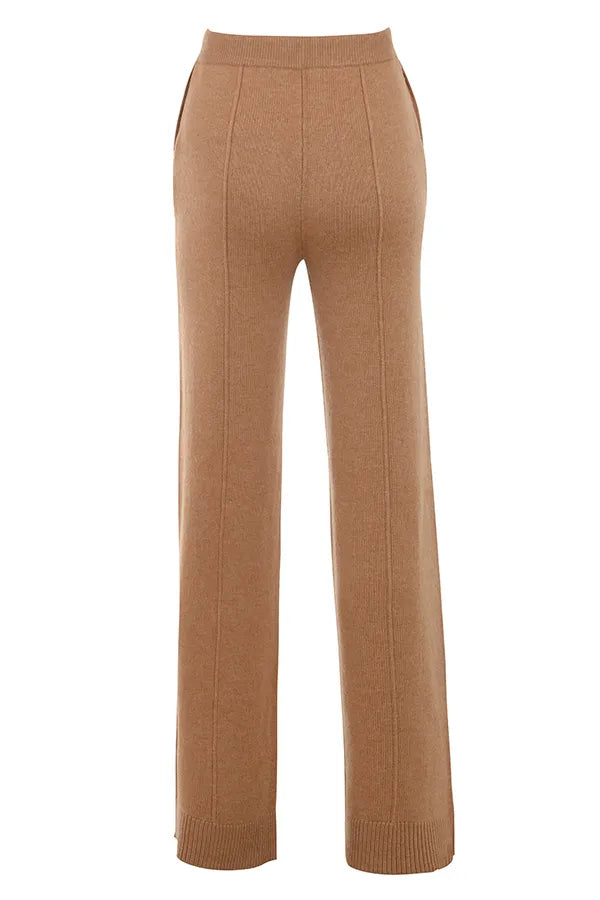 Yalina Camel Cashmere Blend Trousers