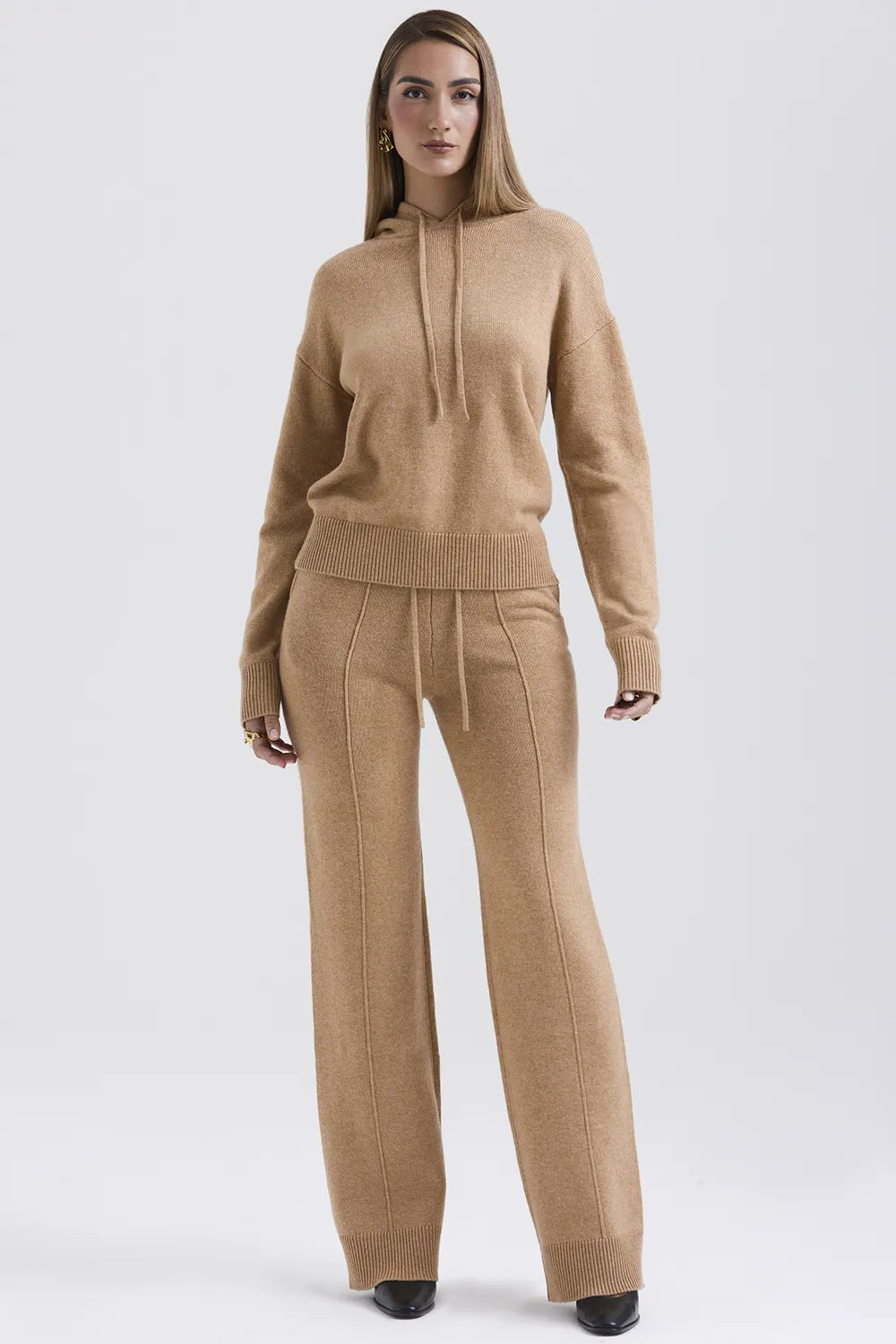 Yalina Camel Cashmere Blend Trousers