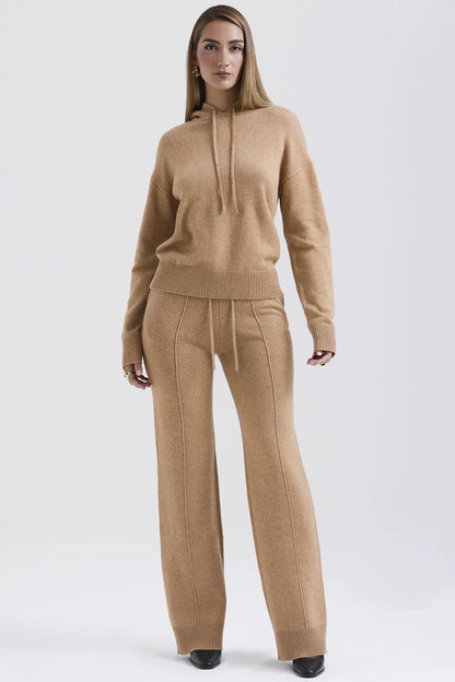 Yalina Camel Cashmere Blend Trousers