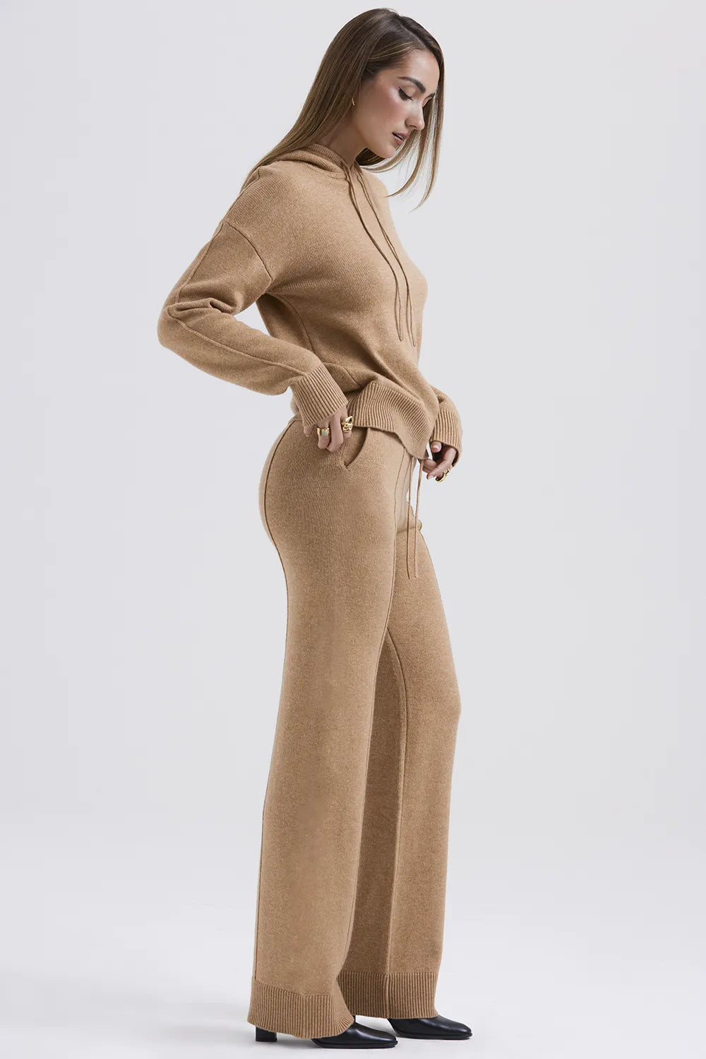 Yalina Camel Cashmere Blend Trousers