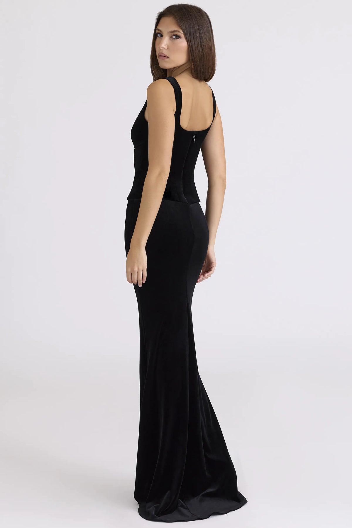 Yasmina Black Velvet Hourglass Maxi Dress - Limited Edition