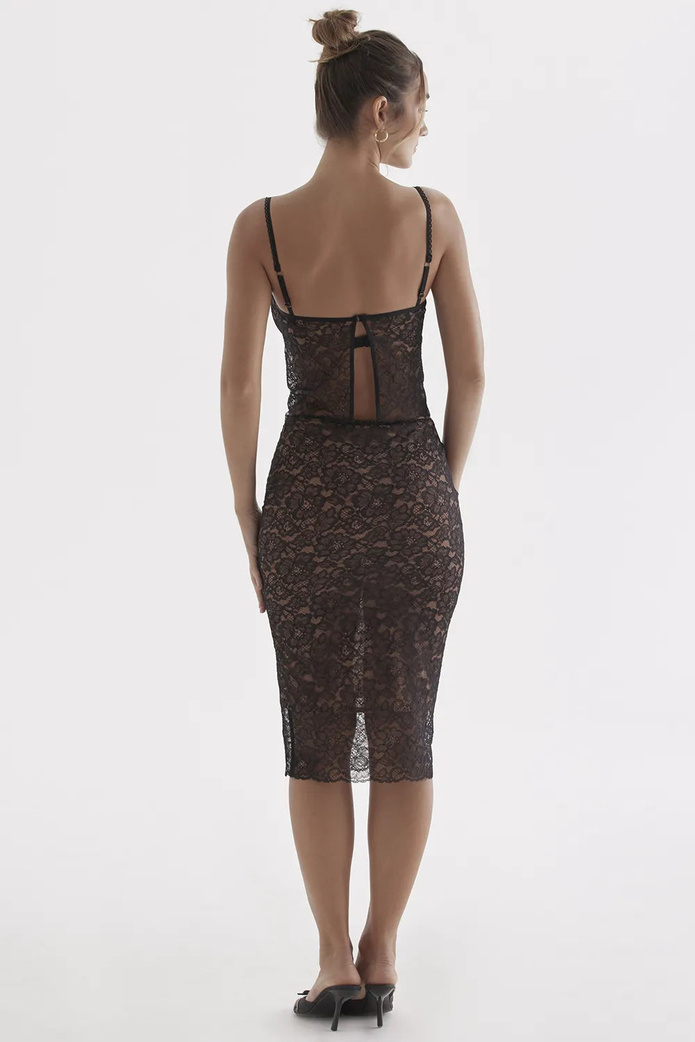 Yolanda Black Lace Midi Skirt