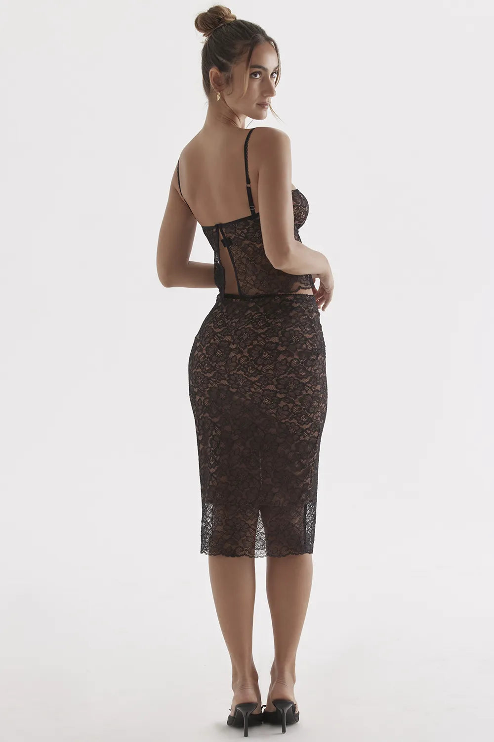 Yolanda Black Lace Midi Skirt