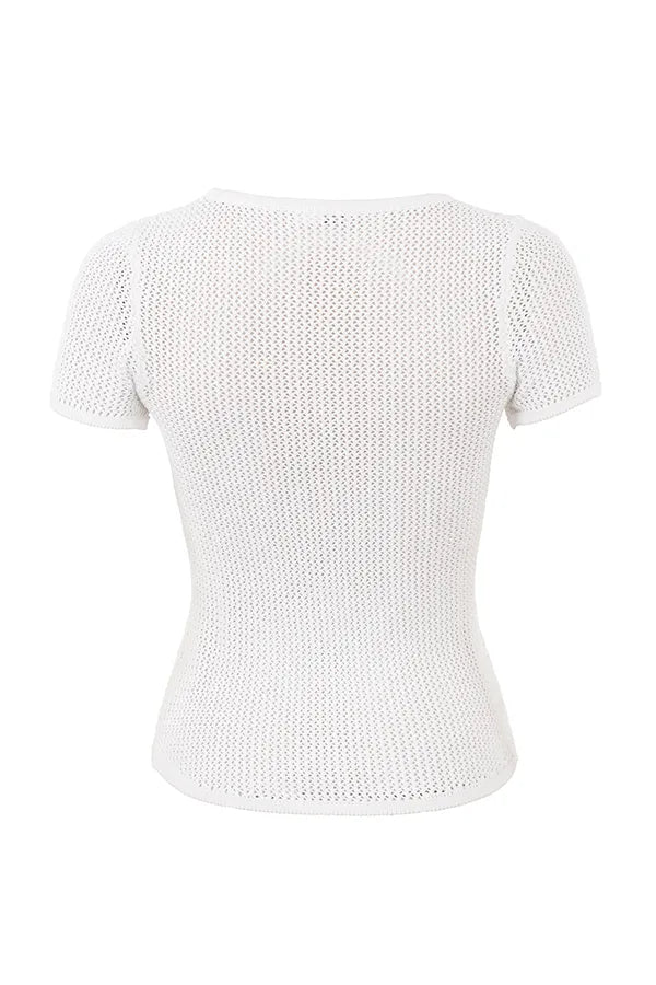 Yves White Knit Top