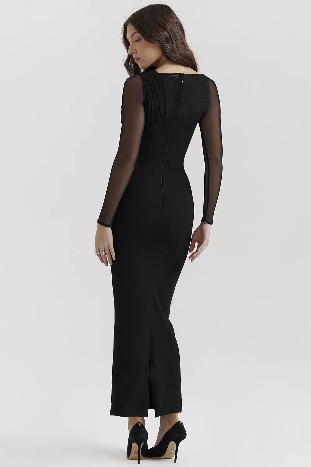 Zahra Black Plunge Maxi Dress