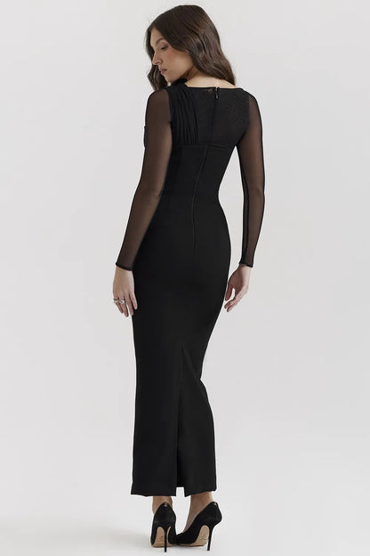 Zahra Black Plunge Maxi Dress