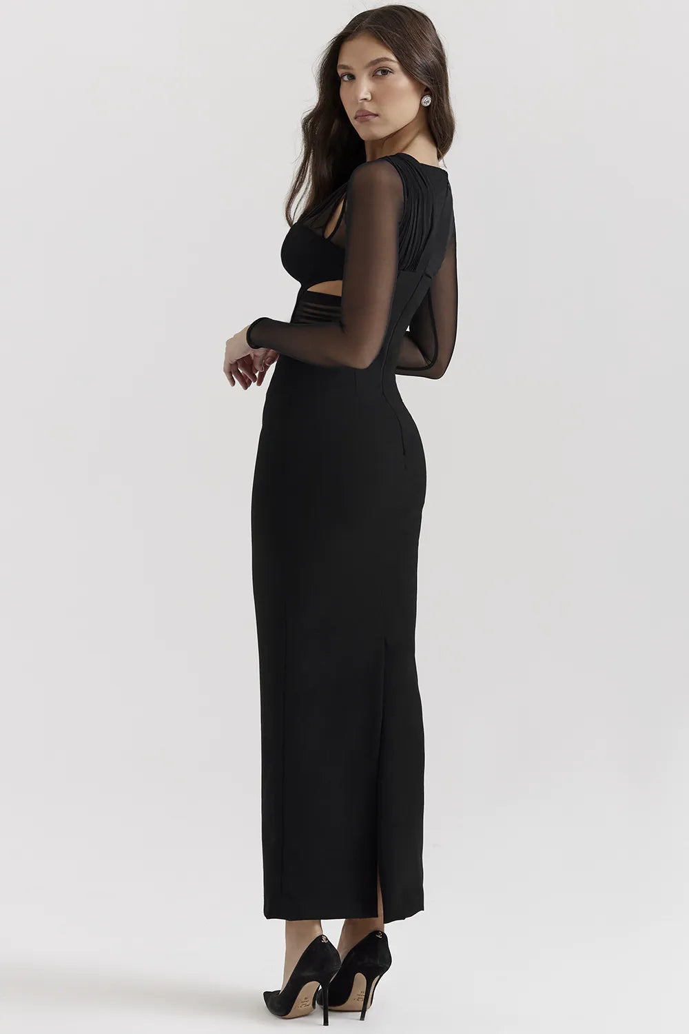 Zahra Black Plunge Maxi Dress