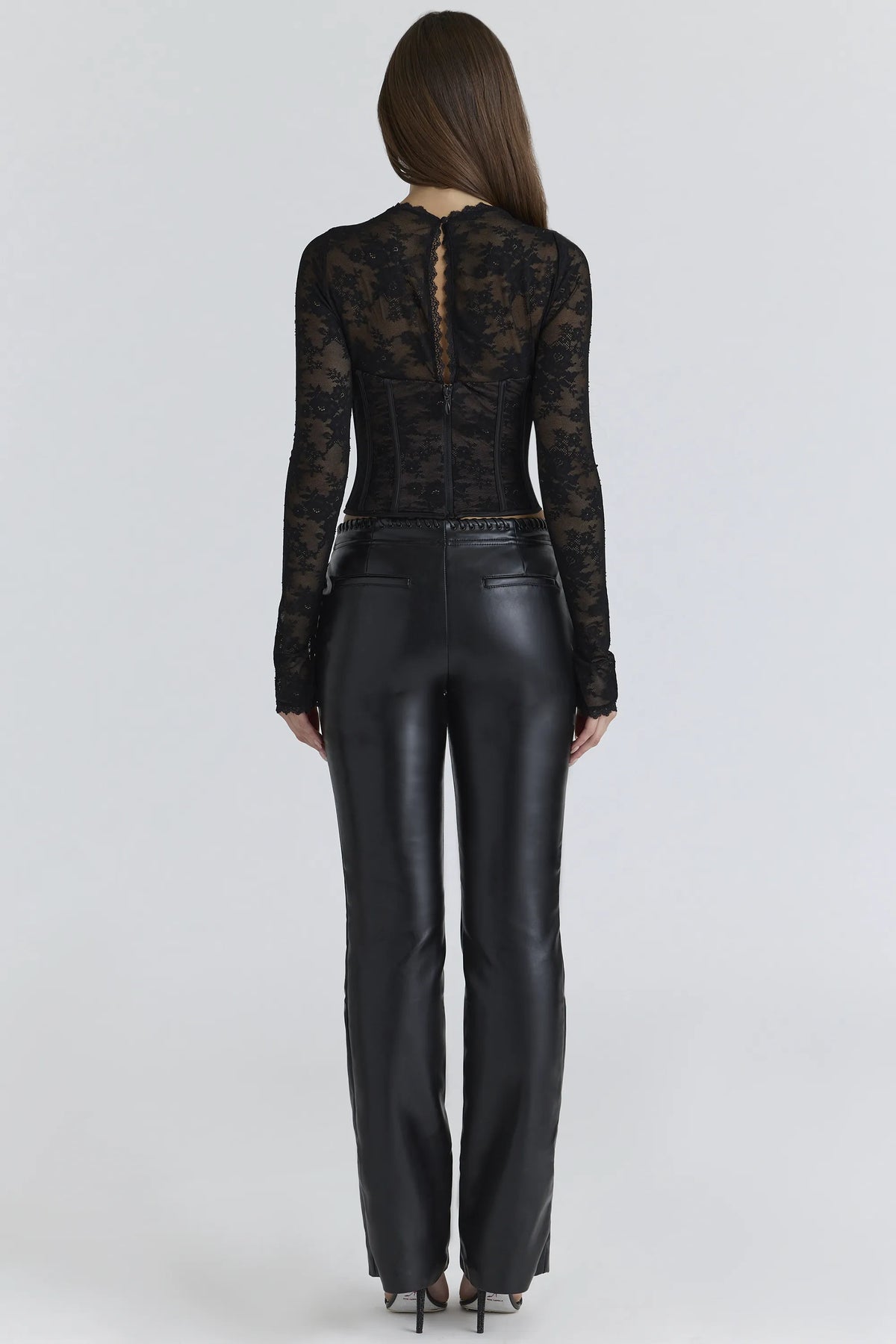 Zoe Black Lace Long Sleeve Corset Top